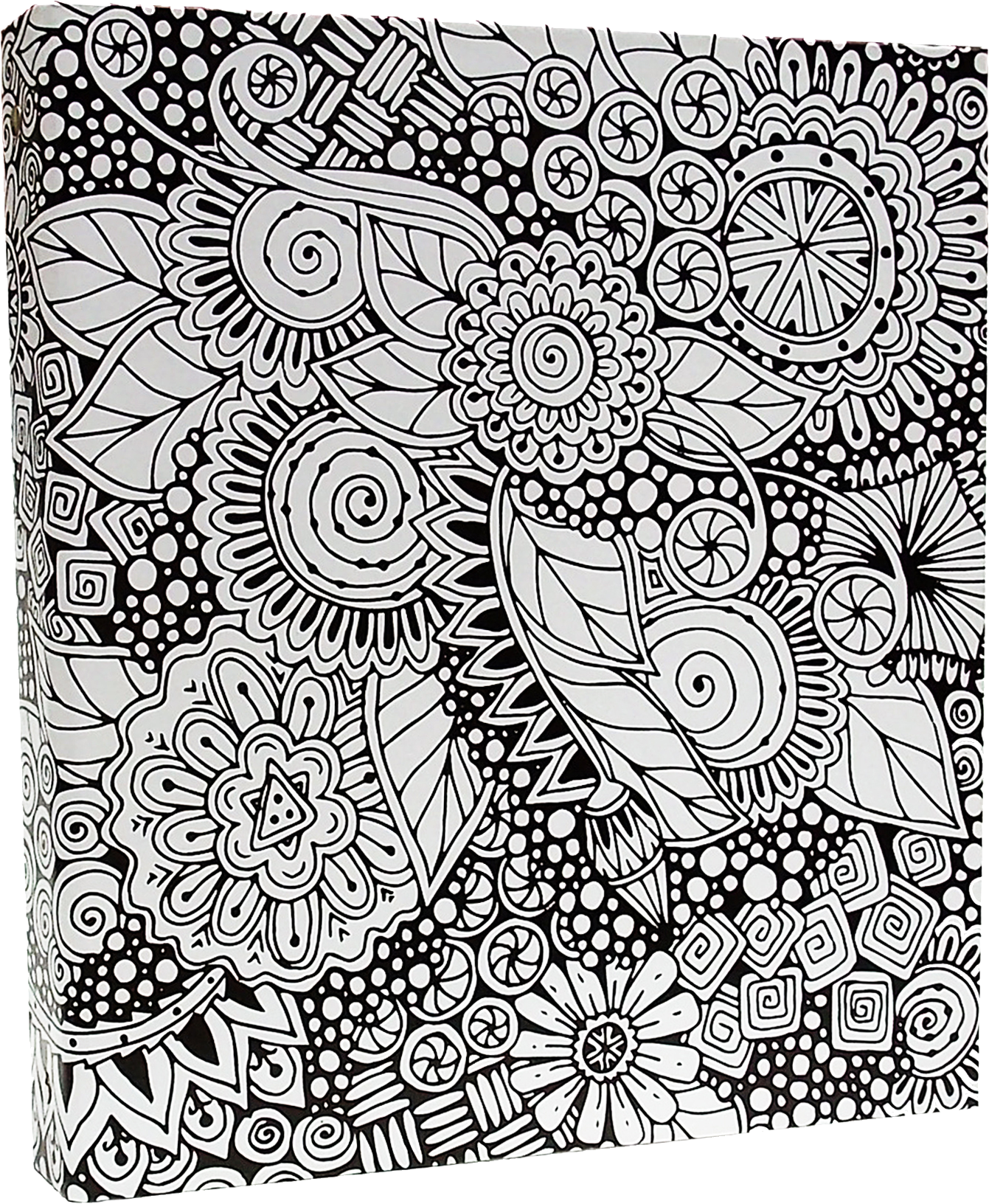 Illustrator-coloring Binder In A Floral Design - Black Design Binder (1800x1800), Png Download