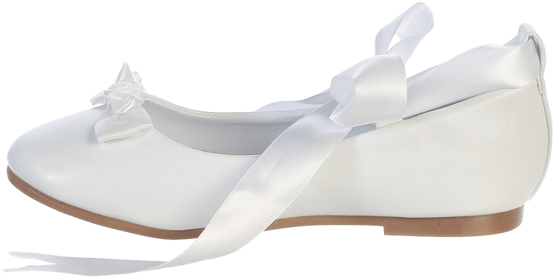 Ballet Flats White Dress Shoes W Satin Ribbon Tie Girls - Ballet Flat (800x800), Png Download