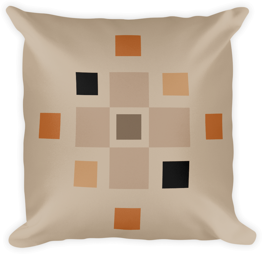 Buff Coloured Cushion With Modern Squares Design - Cushion (1000x1000), Png Download