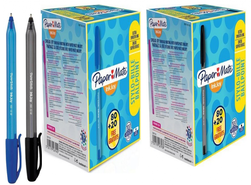 Paper Mate "inkjoy 100" Ball Pen / Black & Blue Pack - Carton (1000x1000), Png Download