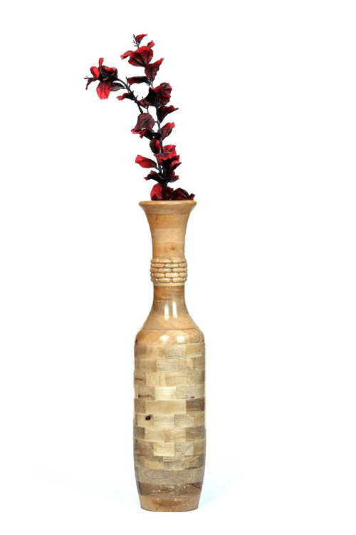Layered Wooden Flower Vase - Vase (500x750), Png Download