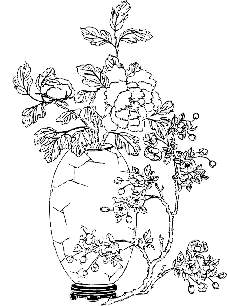 Flower Vase Drawing - Vase Line Drawing (1000x1000), Png Download