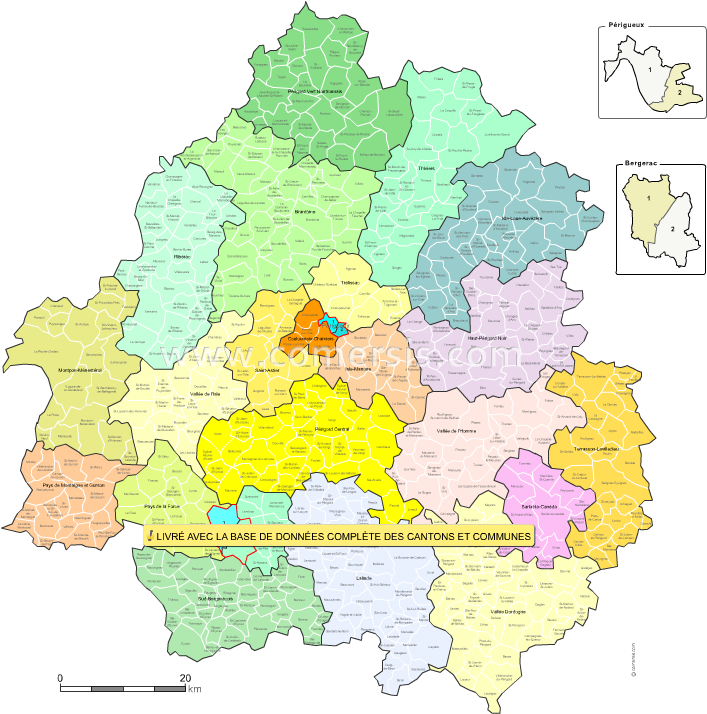 Dordogne Counties Map With Names For Word And Excel - Region Du Limousin France (750x750), Png Download