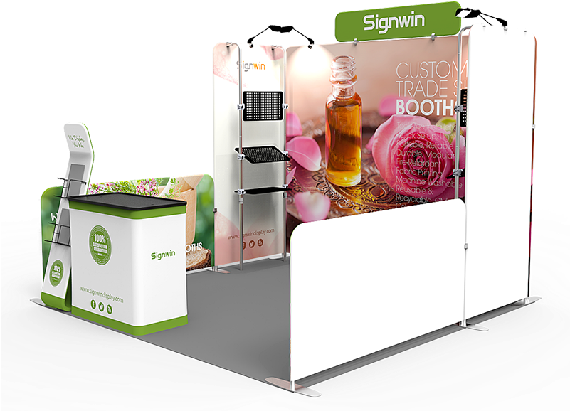 10x10ft Custom Hanging Shelving Corner Trade Show Booth - Banner (800x600), Png Download