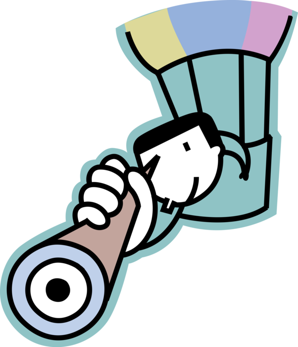Vector Illustration Of Looking Through Optical Telescope (602x700), Png Download