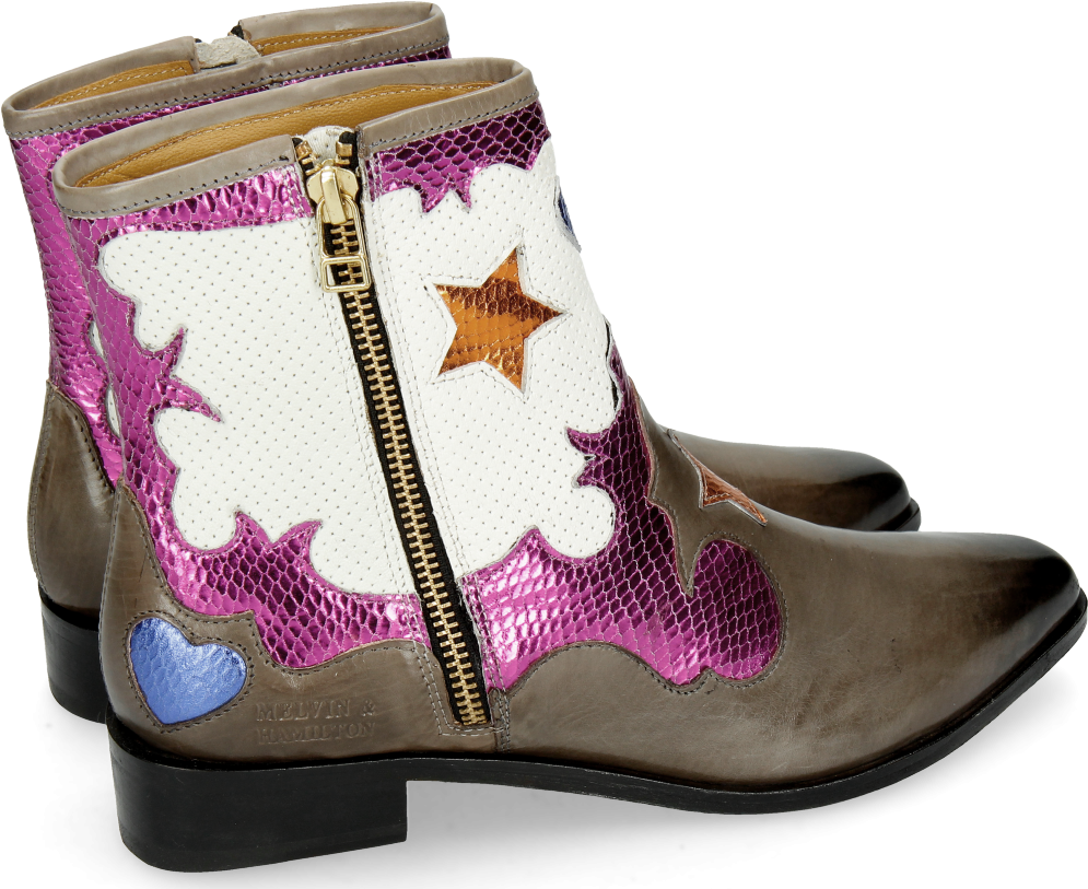 Ankle Boots Marlin 12 Grigio Glitter Fuxia Venice Perfo - Rain Boot (1024x1024), Png Download