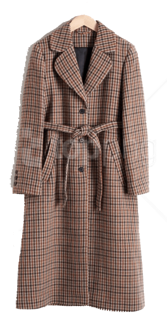 Free Png Coat Png - Wool Belted Coat Brown (851x638), Png Download
