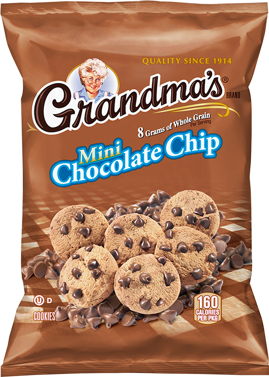 Grandma's® Whole Grain Rich Mini Chocolate Chip Cookies - Chocolate Chip Cookies Bag (691x800), Png Download