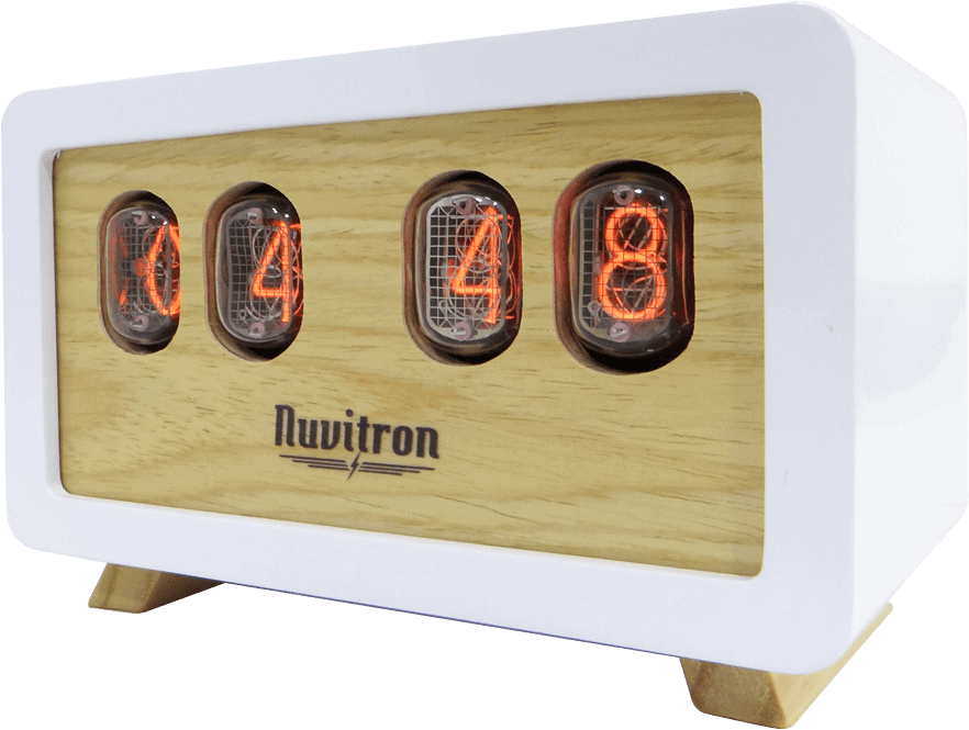 Nuvitron White Postmodern Nixie Tube Clock - Digital Clock (1000x1001), Png Download