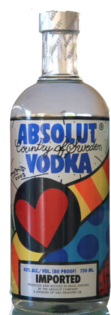 Absolut Vodka 2003 Romero Britto - Romero Britto Absolut Vodka (380x1042), Png Download