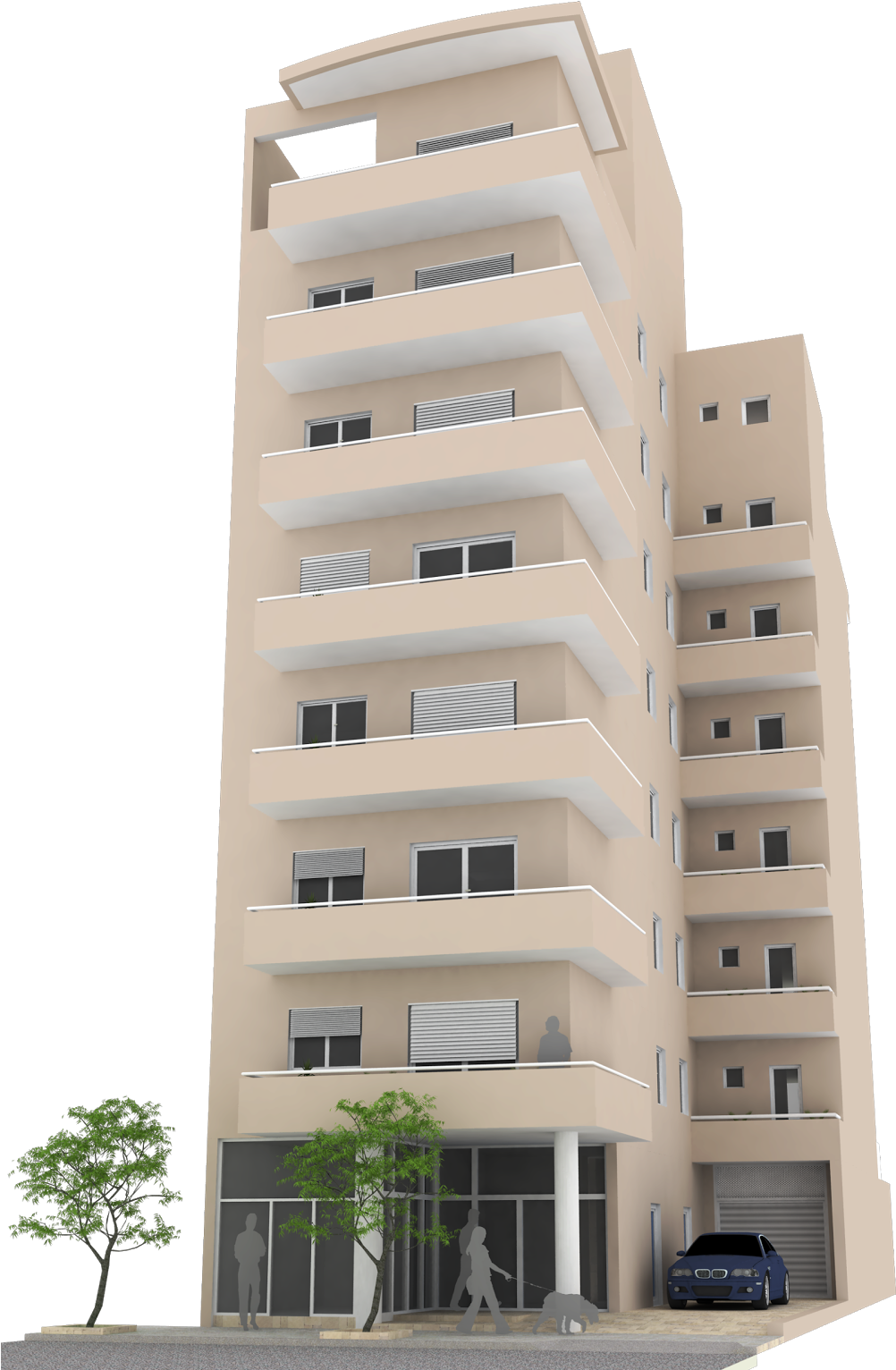 Renders Arquitectura///mauro Sanchez - Edificio De Frente Png (1016x1600), Png Download