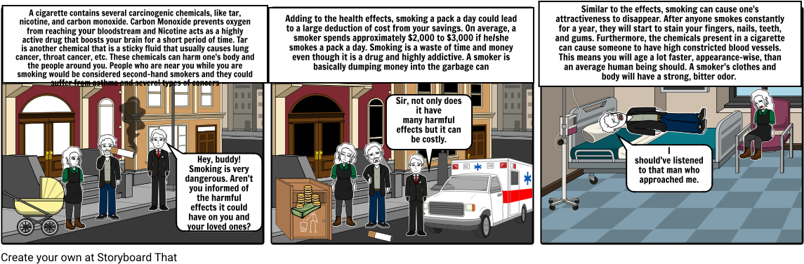 A Cigarette Contains Several Carcinogenic Chemicals, - Cartoon (1164x385), Png Download