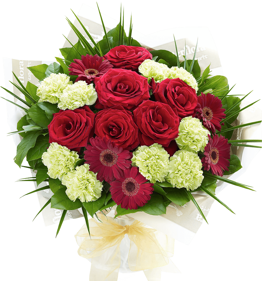 Rosas Con Claveles Y Gerveras - Hand Bouquet Png (1000x1000), Png Download