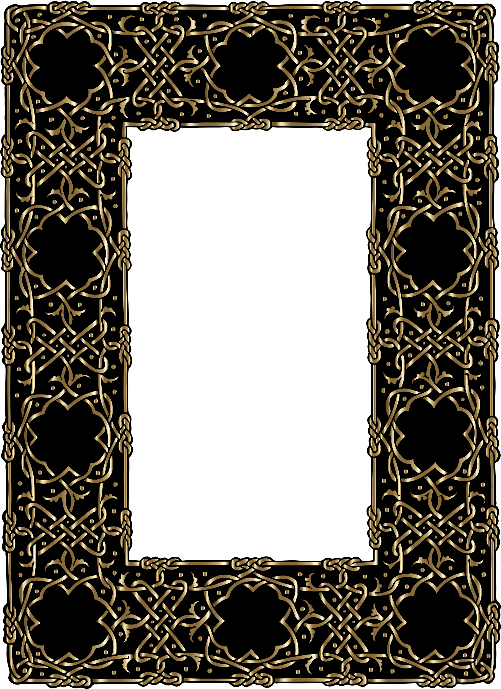 Clipart Gold Ornate Geometric Frame - Gold Celtic Knot Border (1684x2314), Png Download