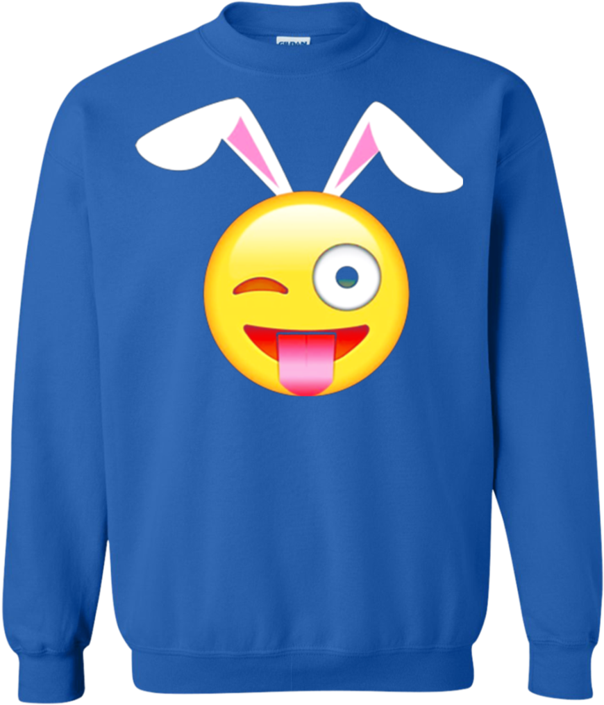 Tongue Out Winking Emoji Easter Bunny Ears Tee Shirt - Patriots Fan T Shirt (1024x1024), Png Download