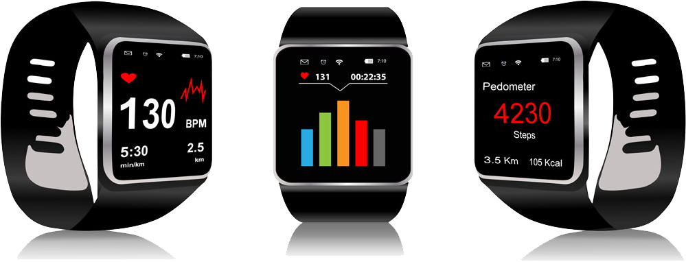Library Apple Series Smartwatch Stock Illustration - Wearables And Connected Devices (1000x413), Png Download