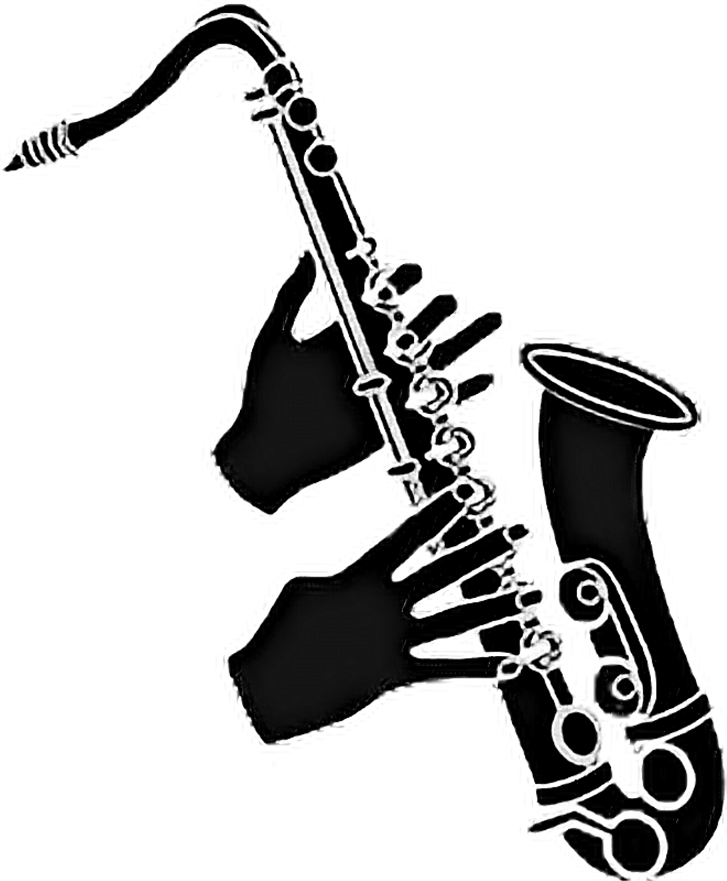 #saxophone #blackandwhite #silhouette #play #hands - Simbolos Saxofone (1024x1241), Png Download