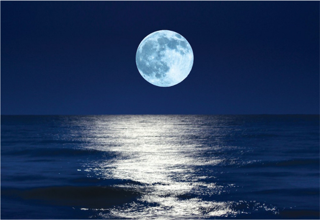 #sea #moon #supermoon #ocean #beach #night #sky #water - Full Moon Party Moon (1024x898), Png Download