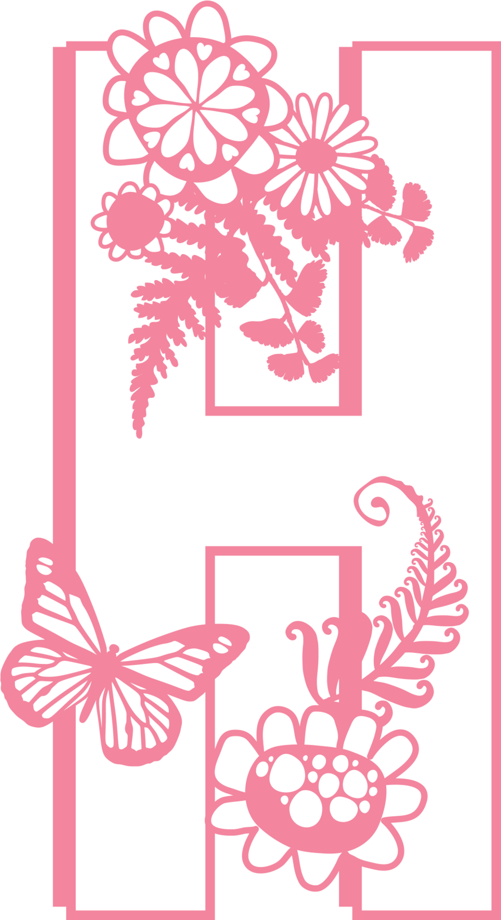 Butterfly Stencil (1000x1836), Png Download