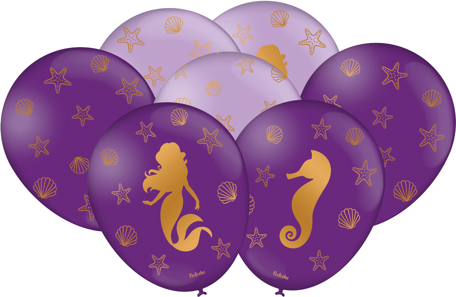 Balão Latex Sereia Personalizado - Bexigas Fundo Do Mar (900x900), Png Download