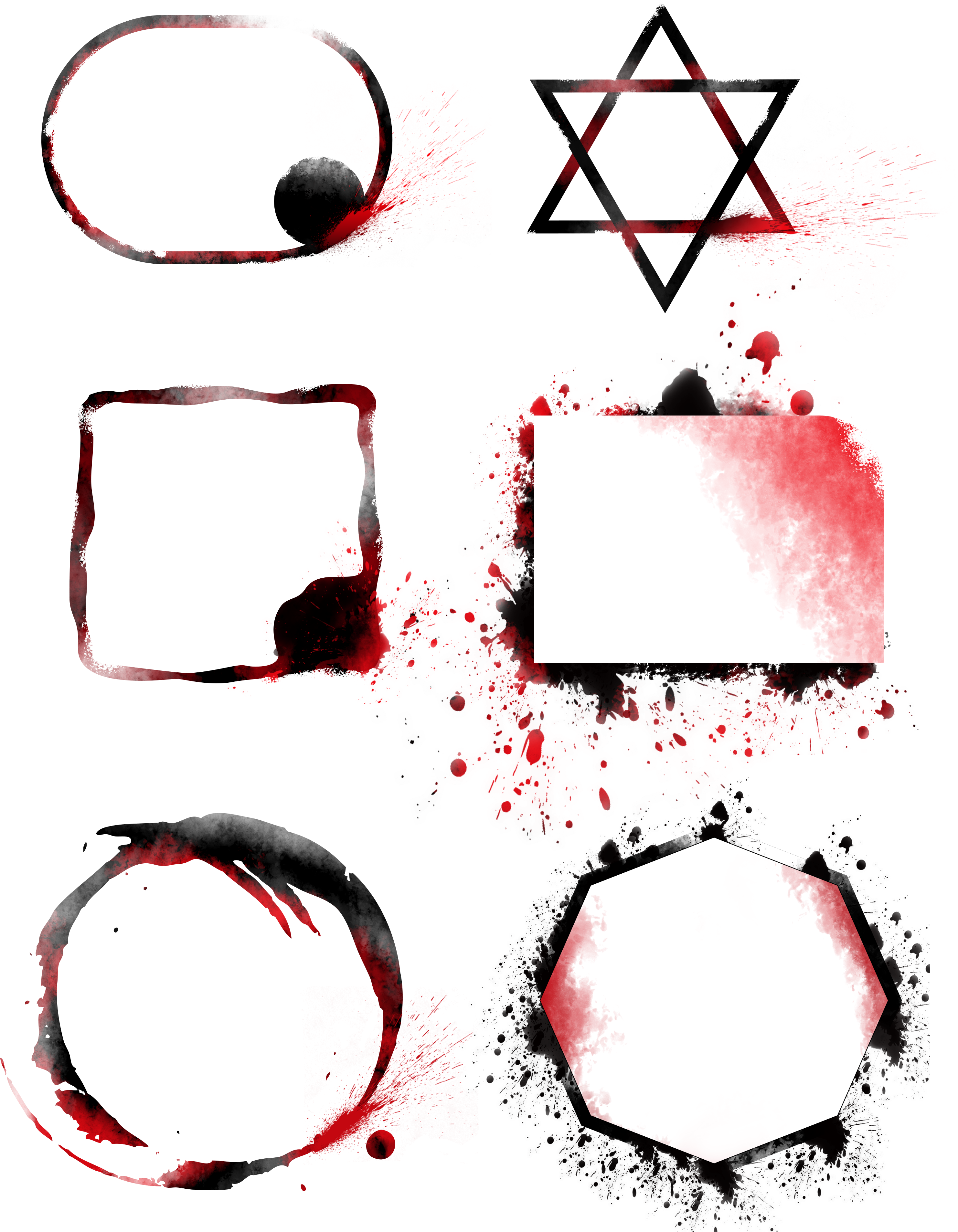 Marco De Tinta Negro Rojo Textura Png Y Psd (3072x4107), Png Download