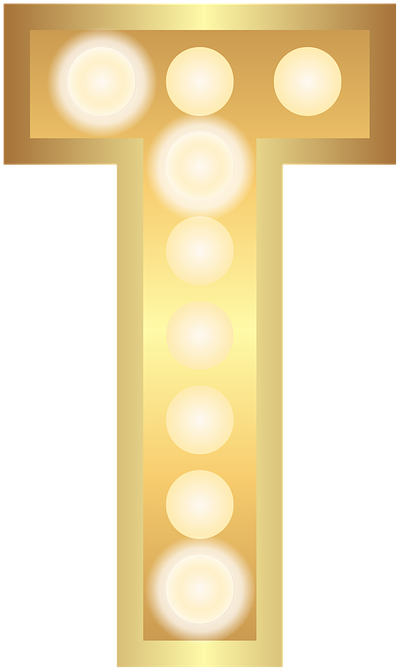 T Glamour Gold Lights Theater Letter Alphabet - Circle (509x720), Png Download