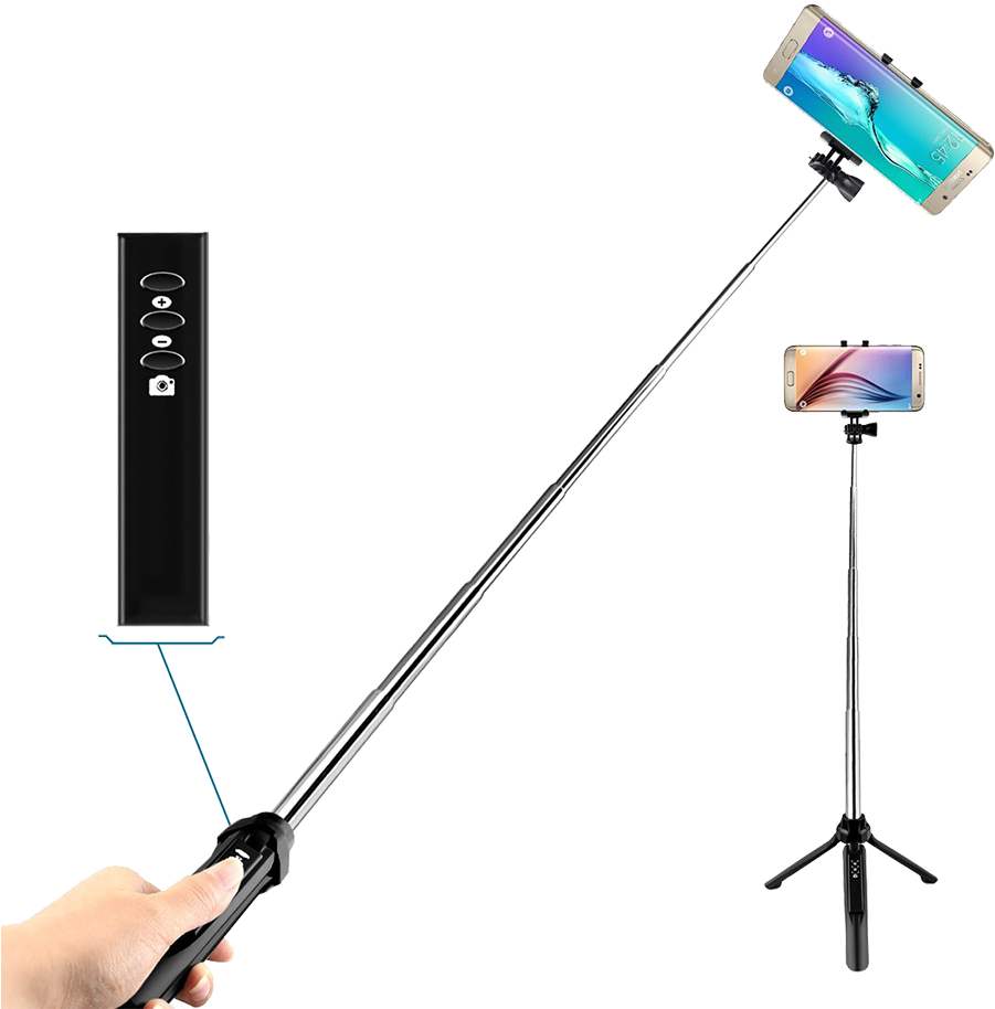 Trands Extendable Tripod Bluetooth Selfie Stick - Banner (956x969), Png Download