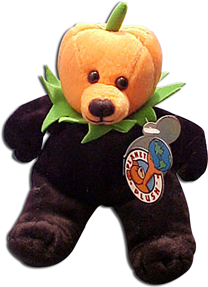 Planet Plush Jacko Bear With Black Body And Orange - Pumpkin Head Bear (735x1000), Png Download