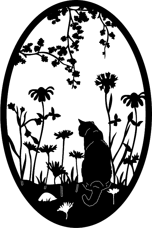 Princess Crown Clip Art - Cat In Garden Silhouette (486x728), Png Download