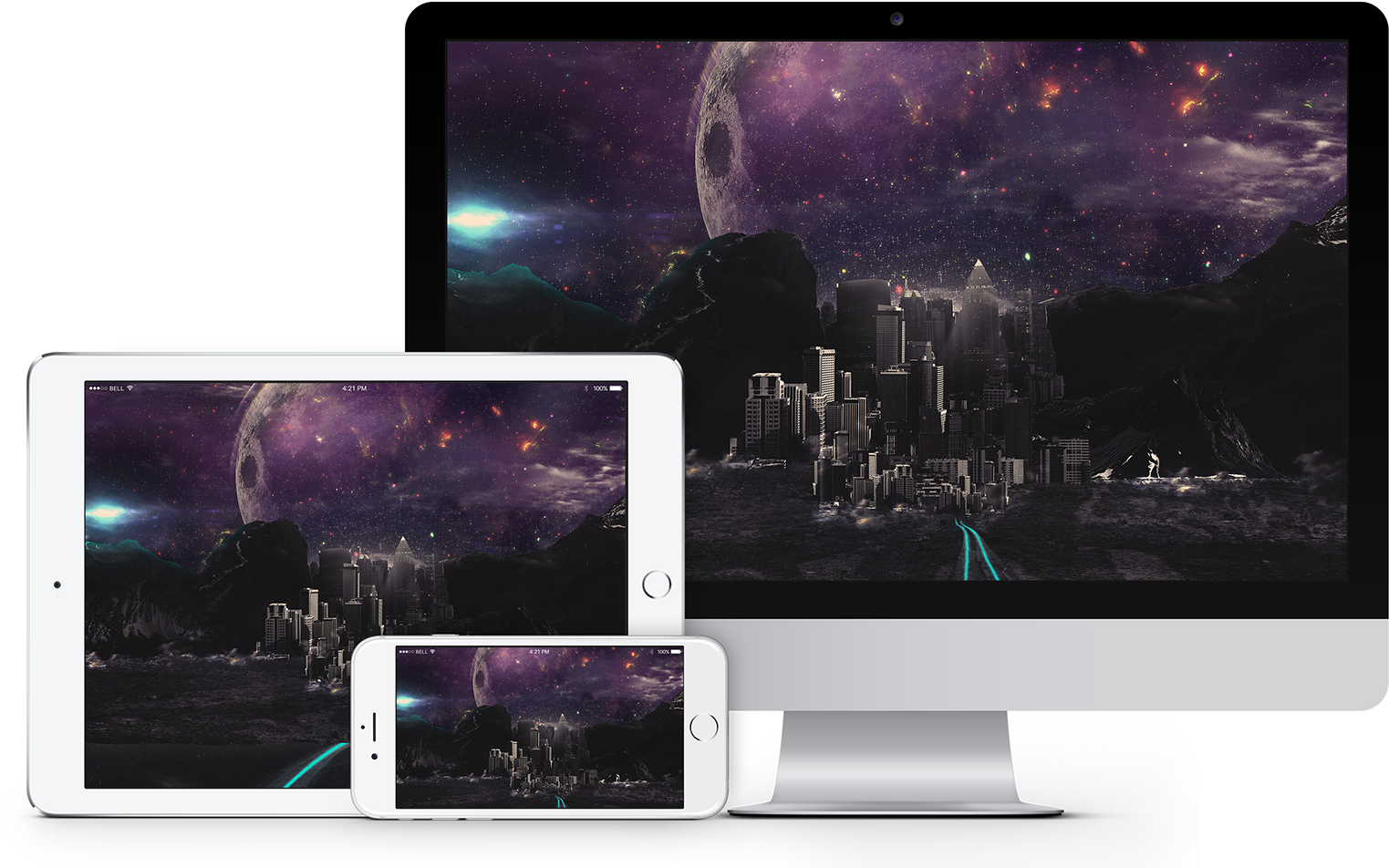 Of Another Planet Looking At A Human-made City Looking - Nebula (1920x1019), Png Download