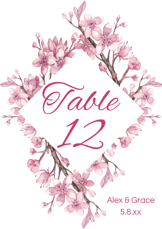 Cherry Blossom Wedding - Design (537x806), Png Download