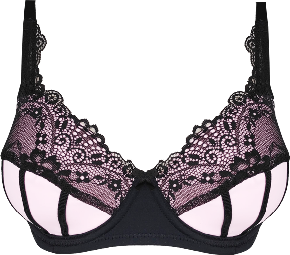Lace Bra Black & Blushing Pink Braa03 2114black/blushingpink - Brassiere (900x833), Png Download