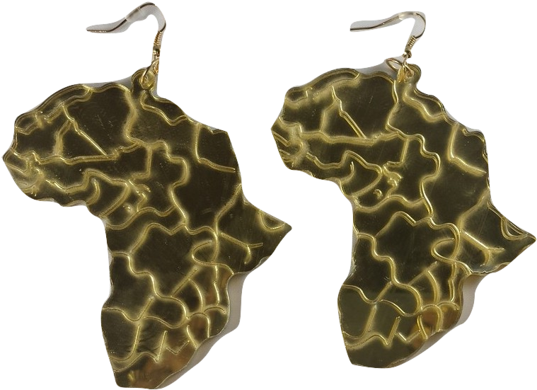 Large Gold Mirror Map Of Africa - Earring (831x603), Png Download