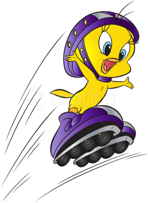 Free Png Download Tweety With Roller Skates Clipart - Patines En Linea Animados (480x658), Png Download