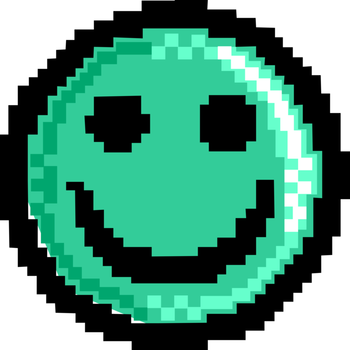 Vector Illustration Of Pixelated Bitmap Happy Face - Deadpool Logo Pixel Art (701x700), Png Download