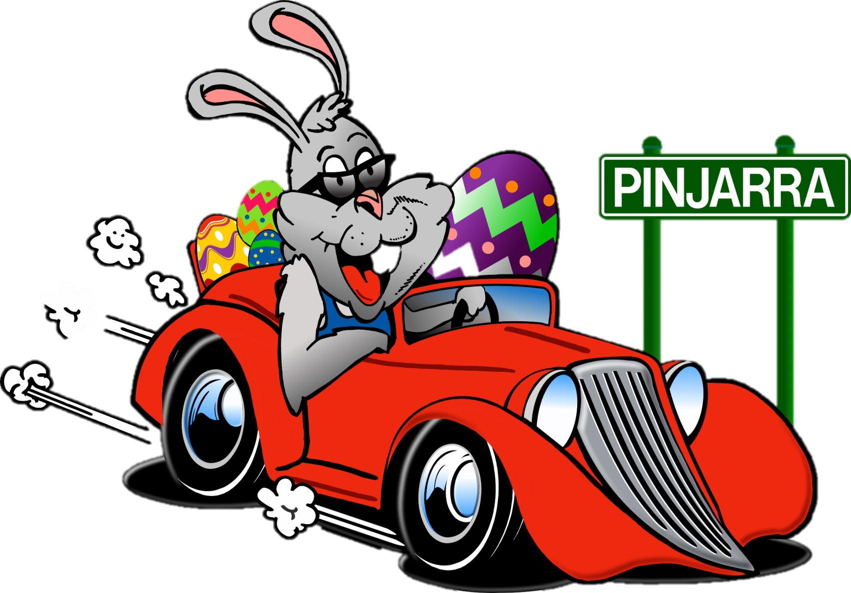 Easter Bunny Car - Hot Rod Easter Bunny (1703x1187), Png Download