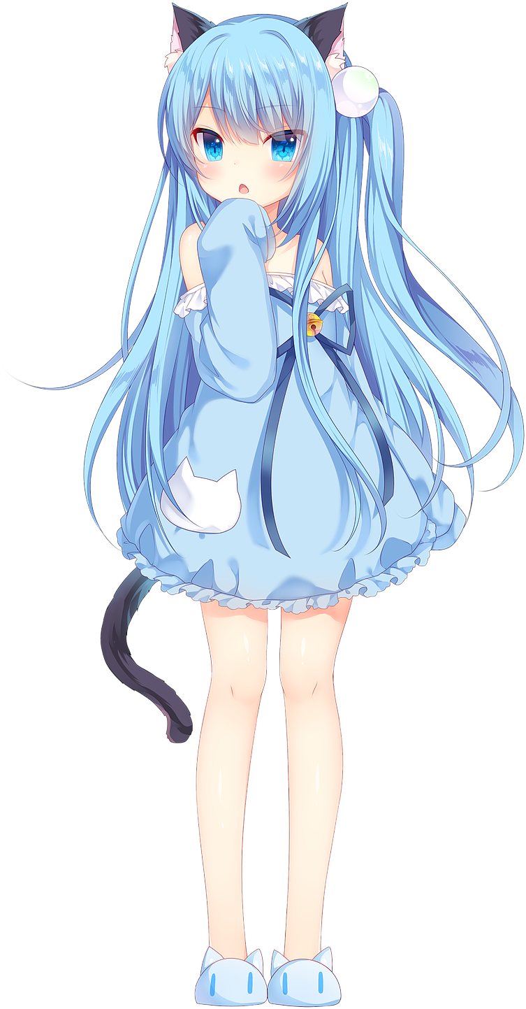 Anime Girl Neko, Neko Boy, Anime Child, Anime Girls, - Anime Neko Blue Hair Girl (922x1520), Png Download