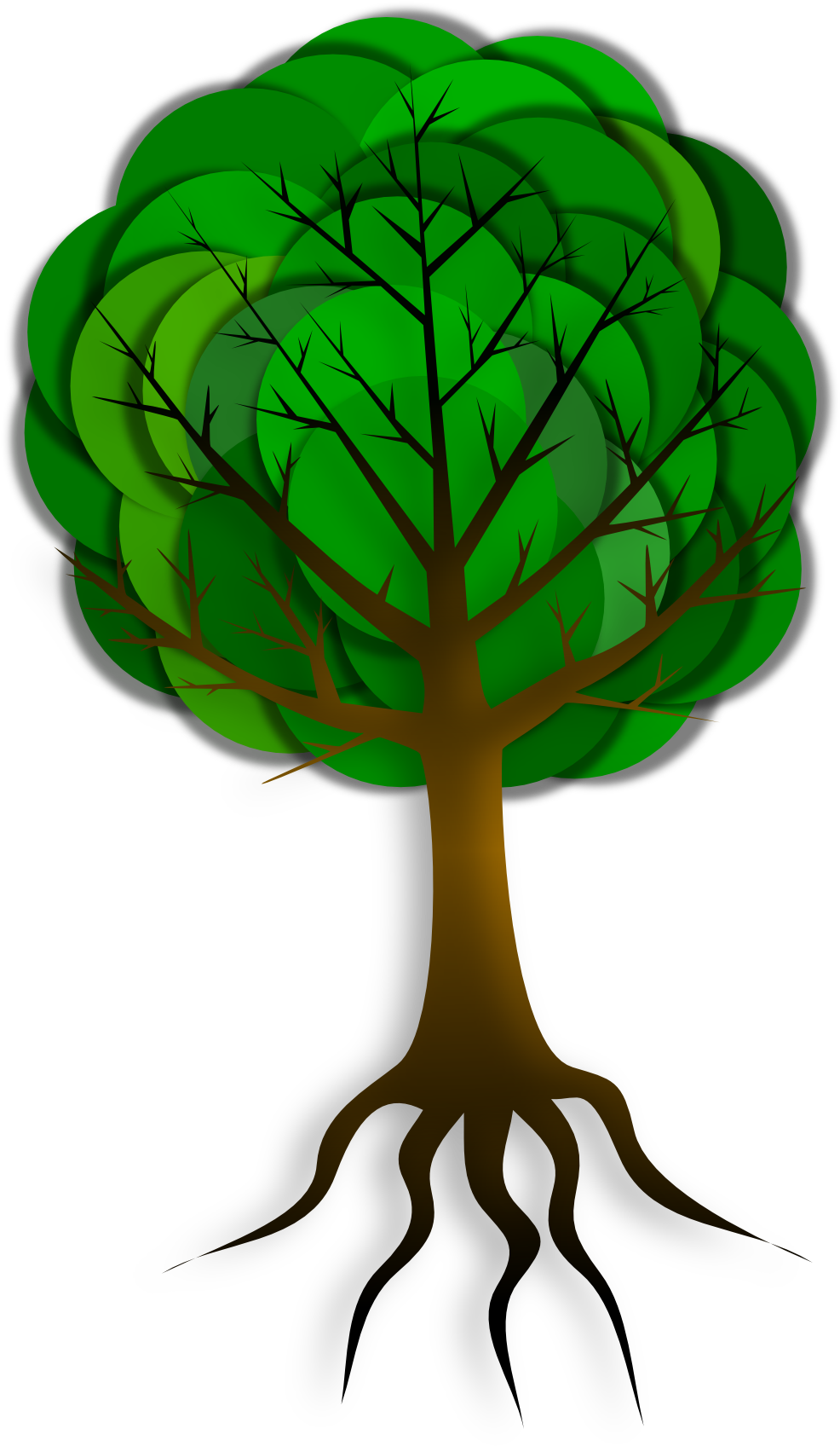 Tree And Roots Clip Art - Arbol Con Raices Y Ramas (999x1733), Png Download