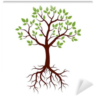 Shape Of Tree, Roots And Green Leafs - Tree Clipart With Roots Transparent (400x400), Png Download