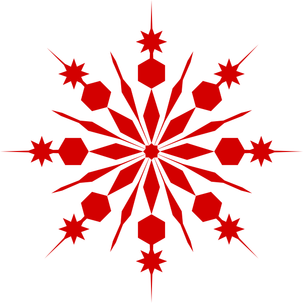 Clip Art Black And White Library Snowflake Clipart - Red Snowflake Transparent Background (600x600), Png Download