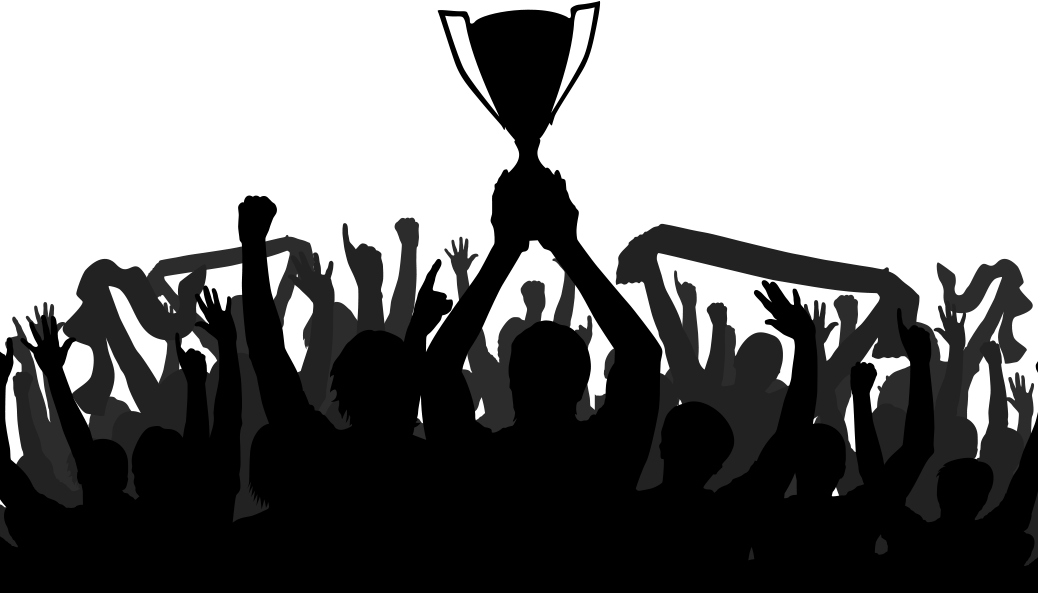 Sports Crowd Png Png Free Stock - Sports Crowd Cheering Silhouette (1038x593), Png Download