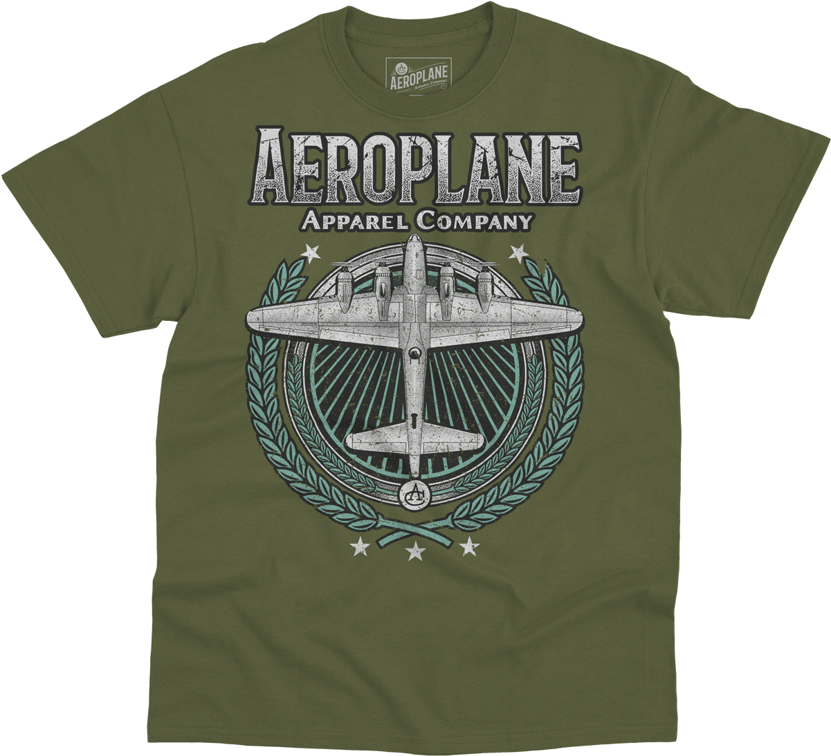 B 17 Laurel Wreath Aeroplane Apparel T Shirt Moss - Shirt (1200x1200), Png Download