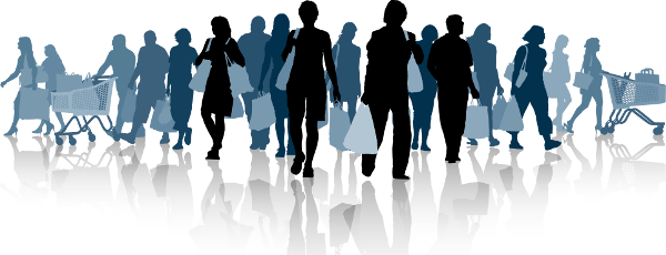 Shoppers - Crowd Shopping Png (600x230), Png Download