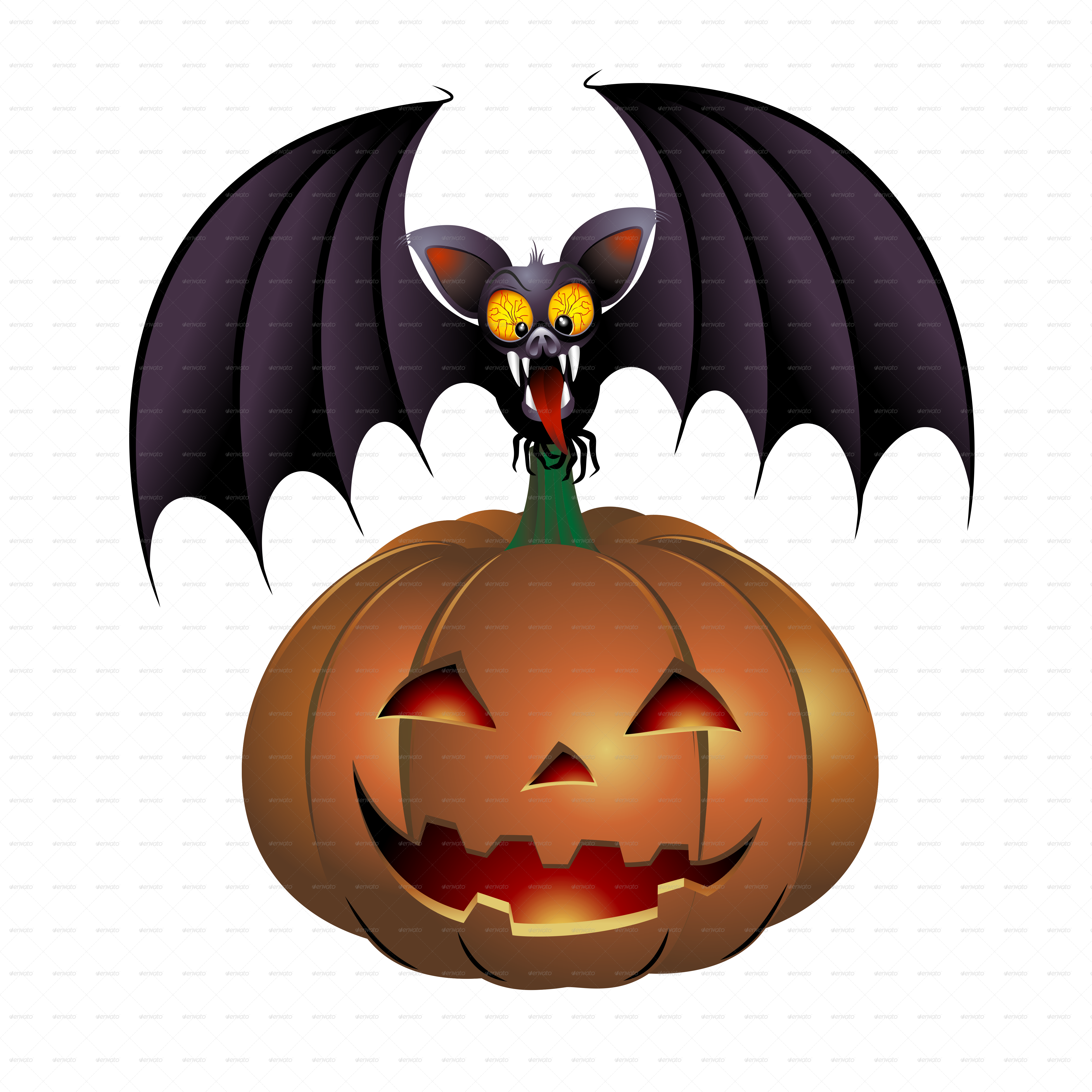 Jackolantern - Pumpkin With Bats Cartoon (900x900), Png Download