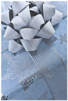Christmas Gift Box Wrapped In Blue Paper With Silver - Facebook (400x400), Png Download