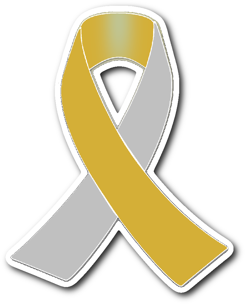 Silver And Gold Awareness Ribbon Sticker - Awareness Ribbon (1064x1064), Png Download