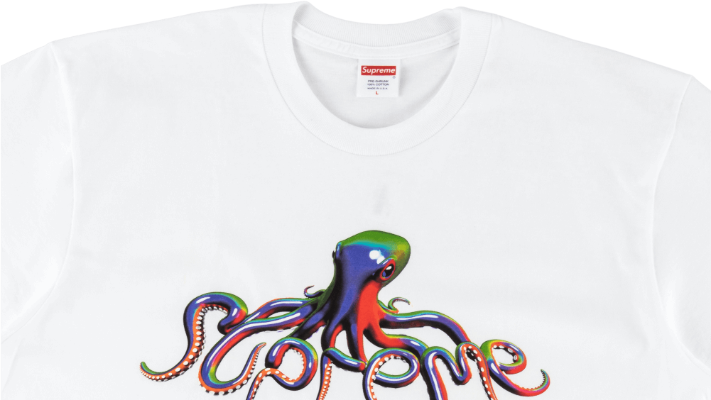 Supreme White Tentacles Tee (1000x600), Png Download