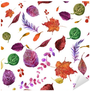 Watercolor Seamless Pattern With Autumn Leaves - Watercolor Painting (400x400), Png Download