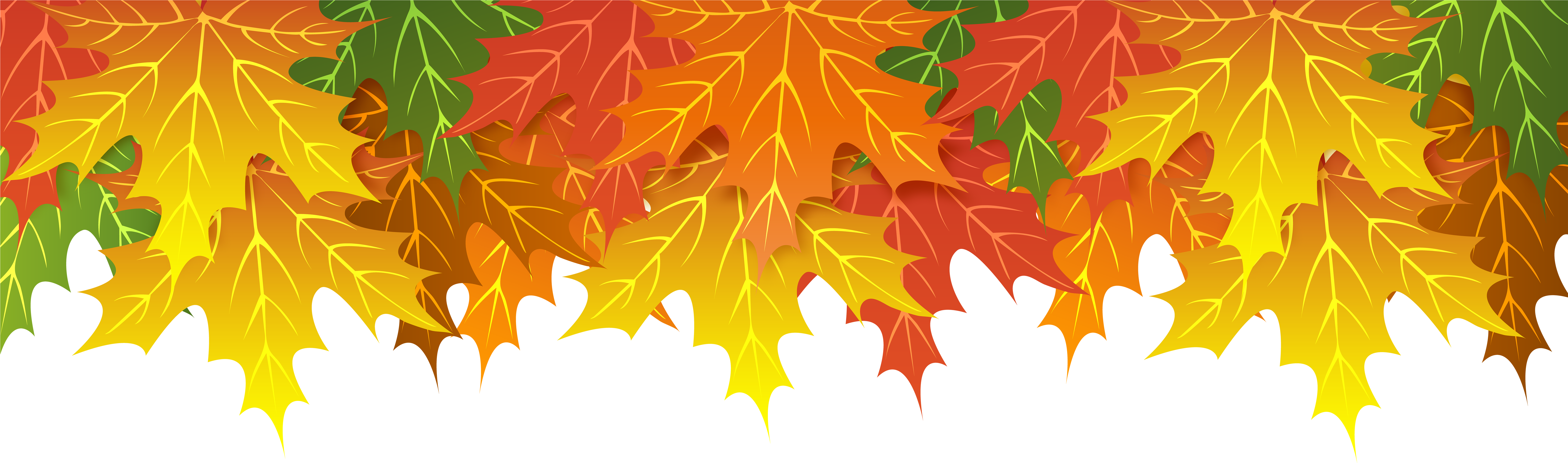 Fall Leaf Border Png (8000x2545), Png Download