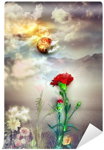Red Carnation In The Desolate Land Wall Mural • Pixers® - Wallpaper (400x400), Png Download
